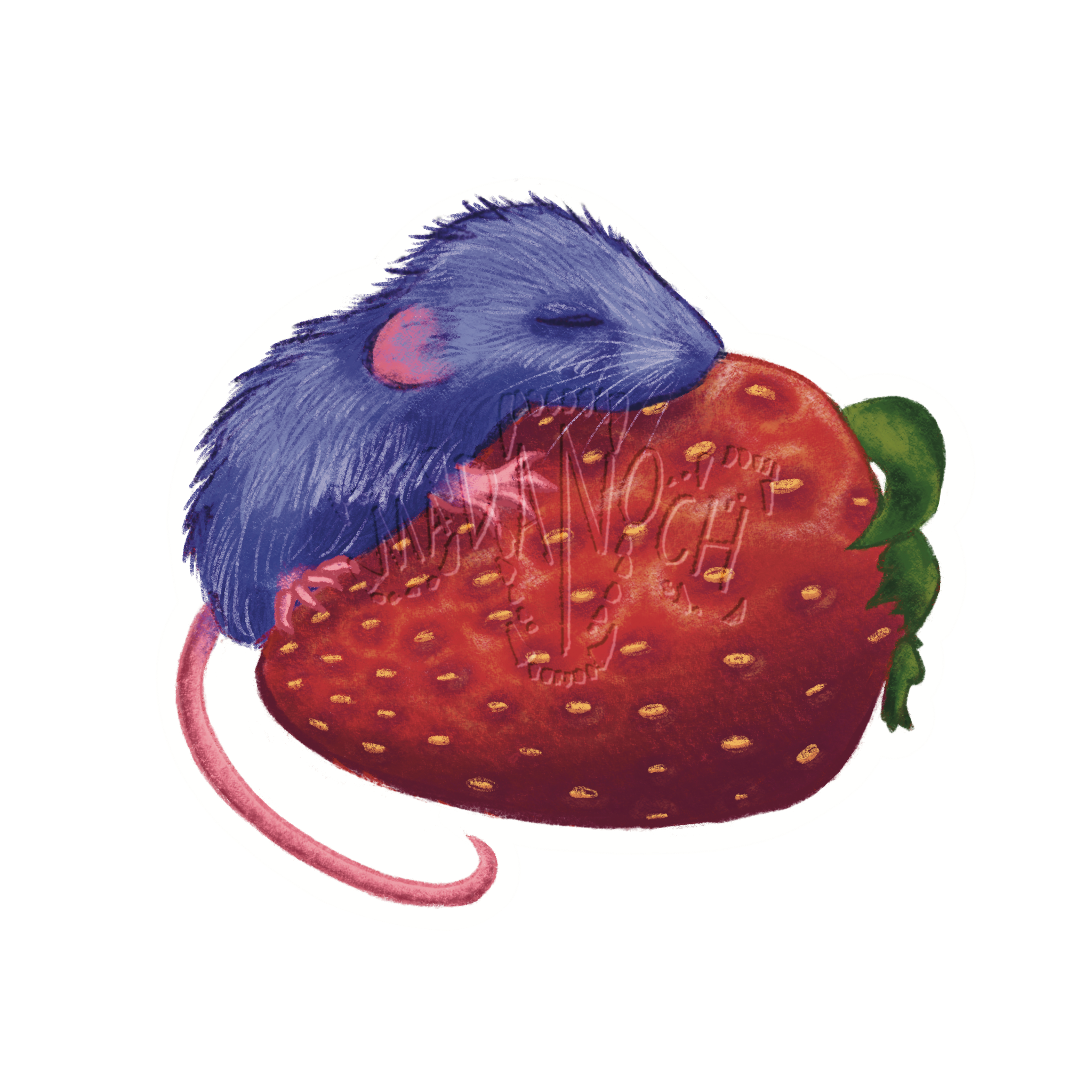 Baby Mouse on a Strawb Sticker